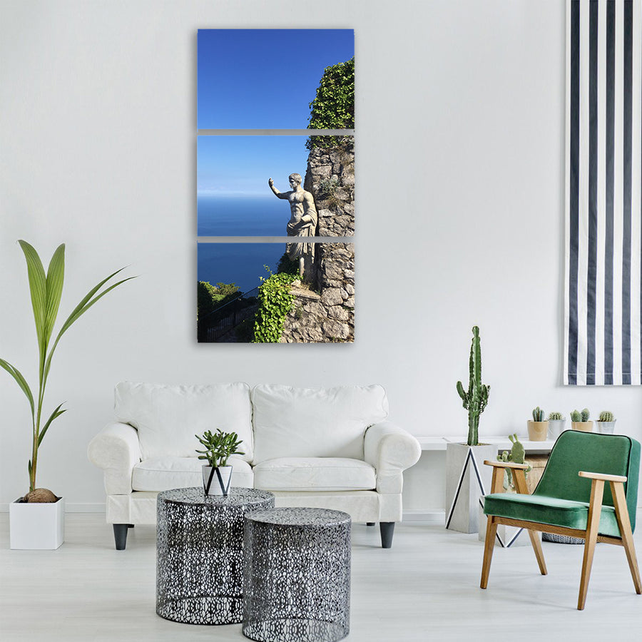 capri italy sea view scenery blue Vertical Canvas Wall Art