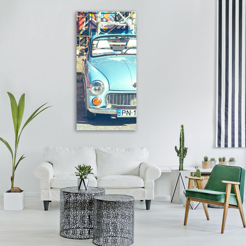 car warsaw blue beetle the vehicle Vertical Canvas Wall Art