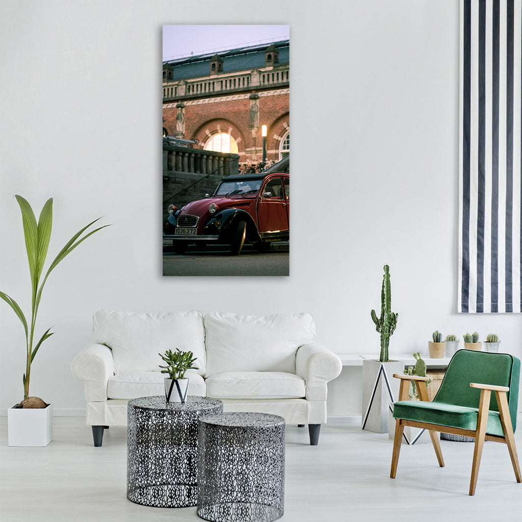 Car street old vintage style road Vertical Canvas Wall Art