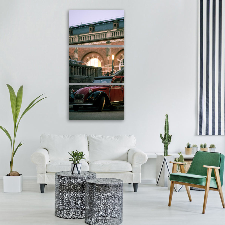 Car street old vintage style road Vertical Canvas Wall Art