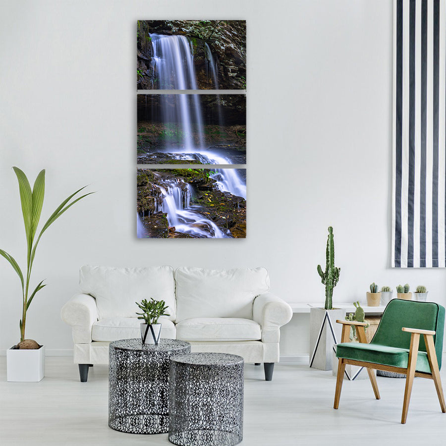 cascade falls green long exposure Vertical Canvas Wall Art