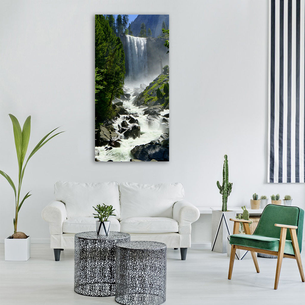 cascade water america nature Vertical Canvas Wall Art