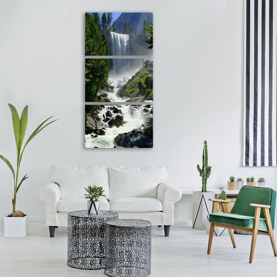cascade water america nature Vertical Canvas Wall Art