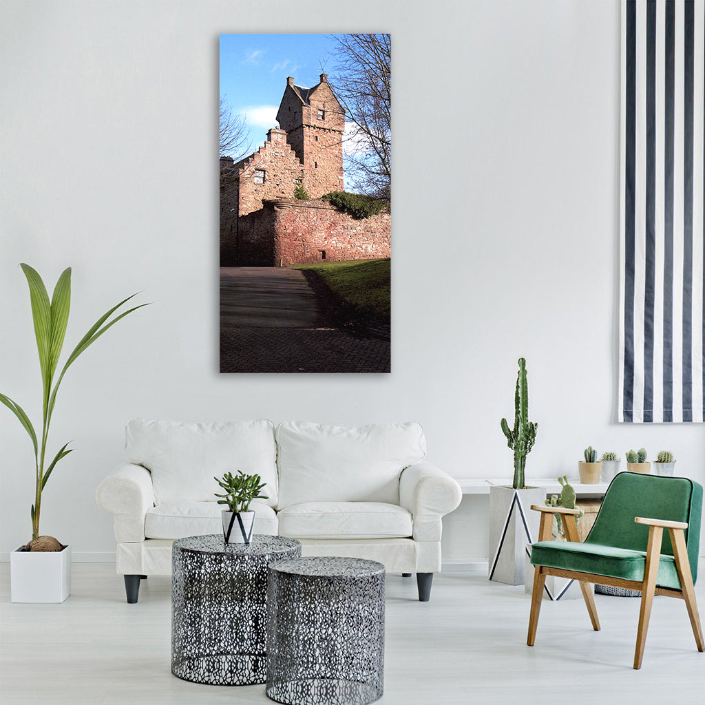 castle old trees sky grass road Vertical Canvas Wall Art