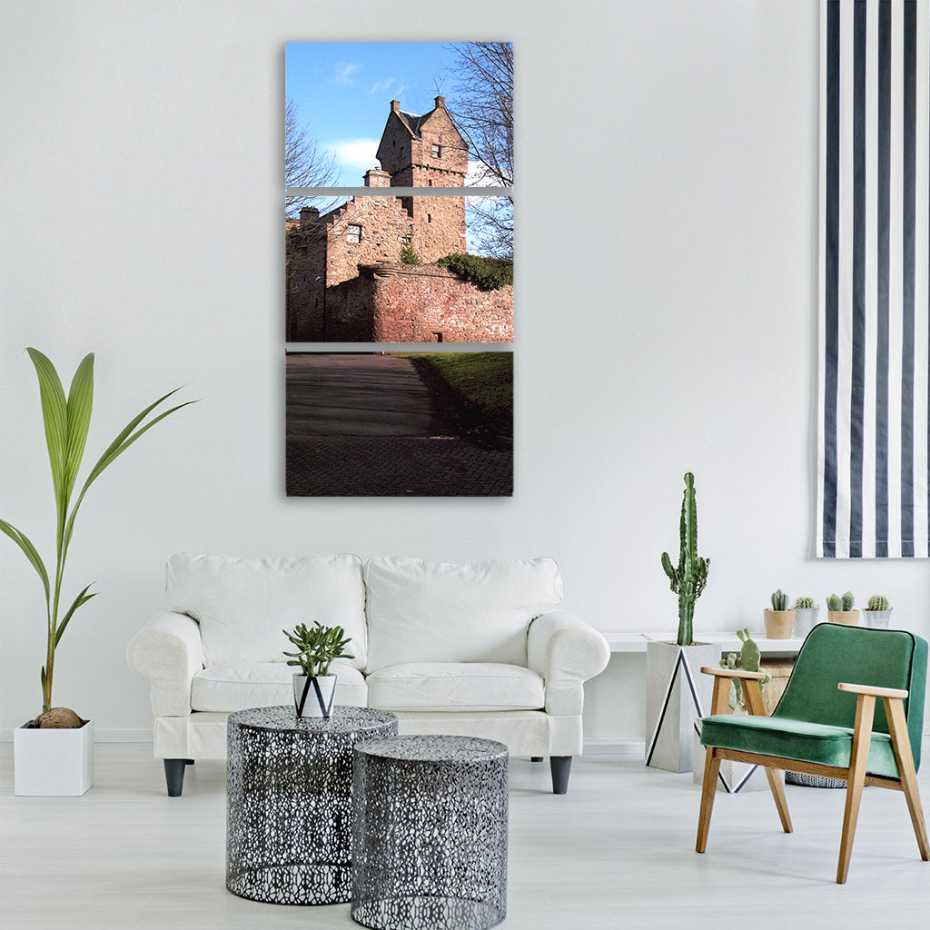 castle old trees sky grass road Vertical Canvas Wall Art