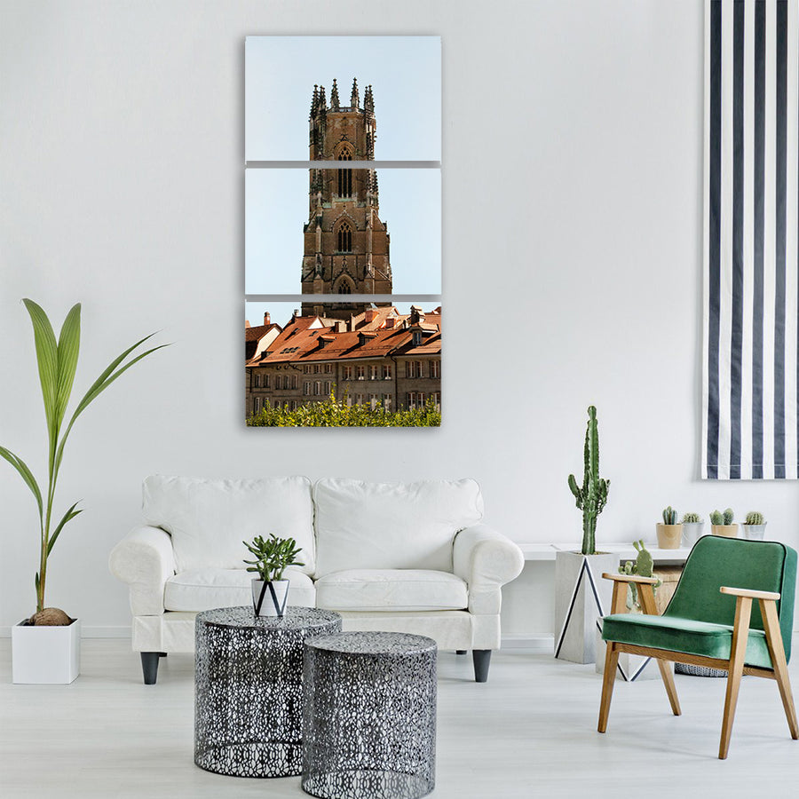 cathedral freiburg fribourg summer Vertical Canvas Wall Art