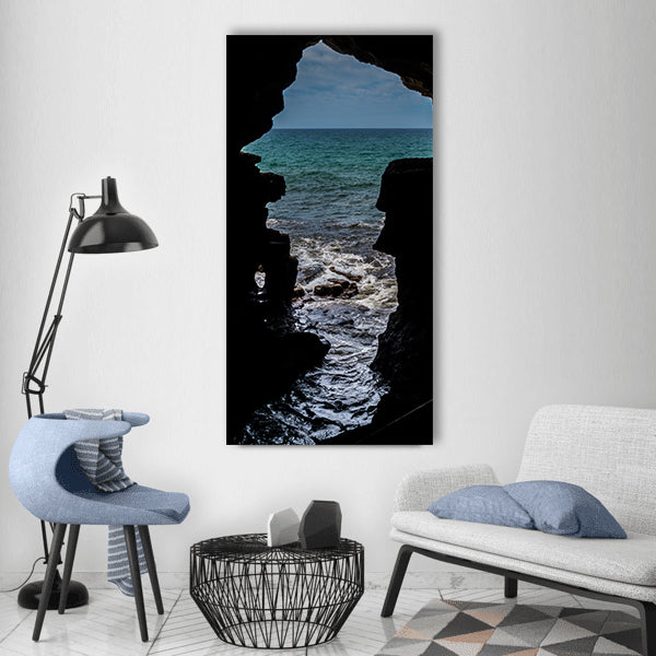 Cave sea hercules grotto morocco Vertical Canvas Wall Art