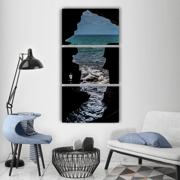 Cave sea hercules grotto morocco Vertical Canvas Wall Art