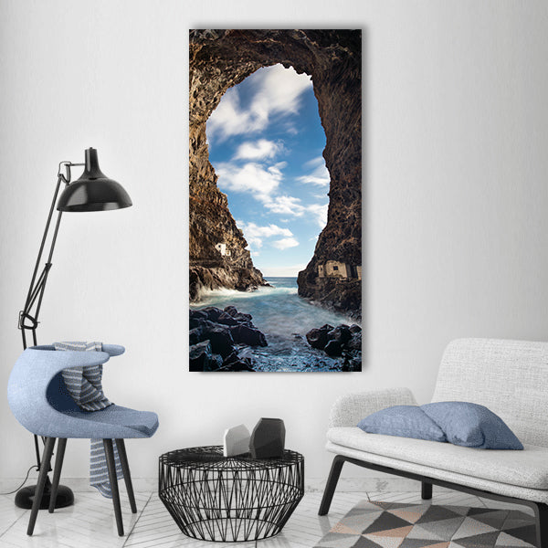 Cave bay coast idyllic pirates Vertical Canvas Wall Art