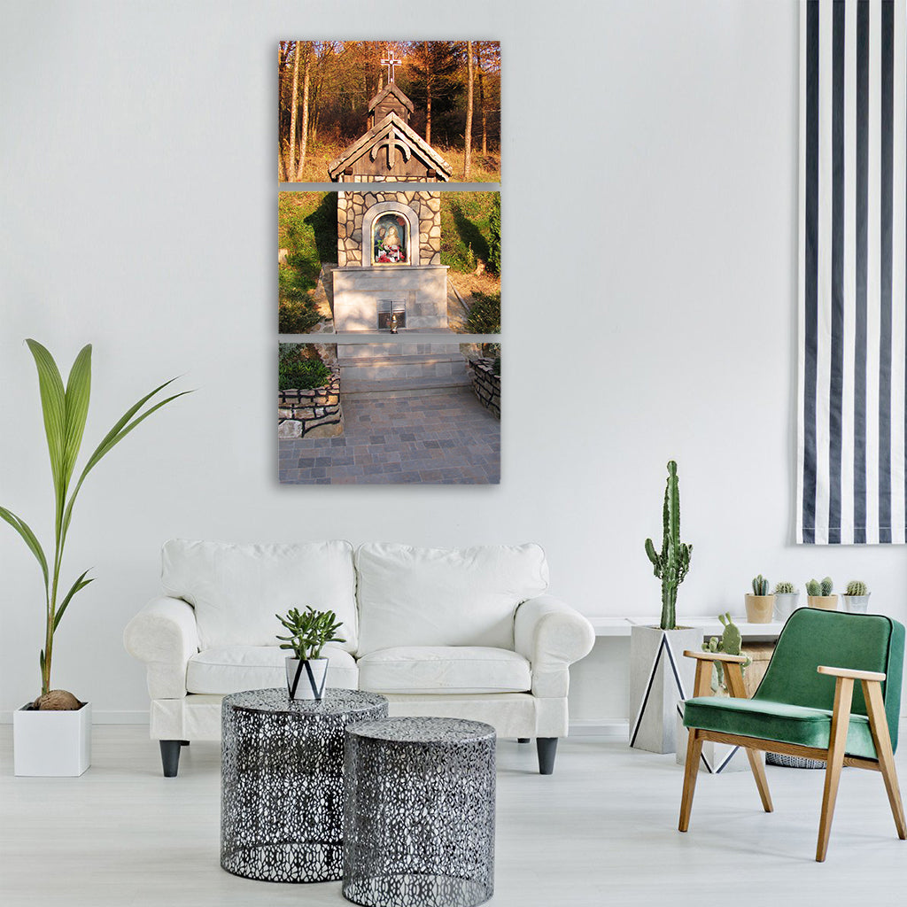 chapel forest landscape tree Vertical Canvas Wall Art