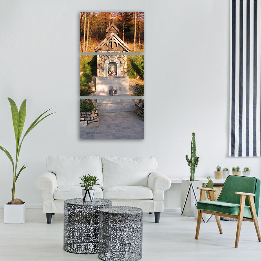 chapel forest landscape tree Vertical Canvas Wall Art