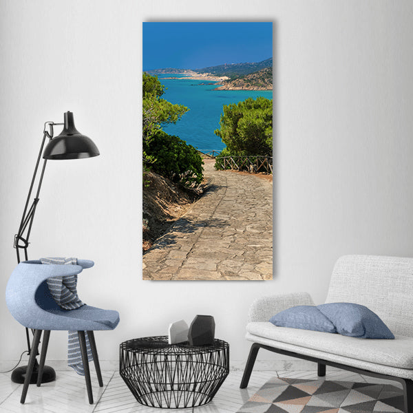 Chia sardinia sea the sky path Vertical Canvas Wall Art