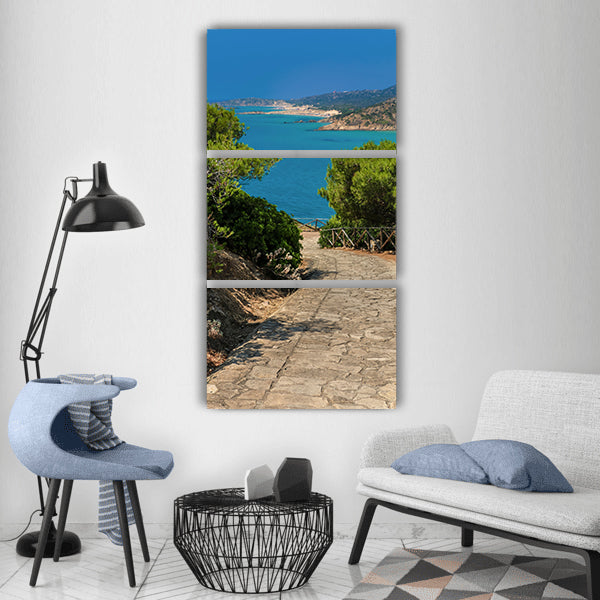 Chia sardinia sea the sky path Vertical Canvas Wall Art