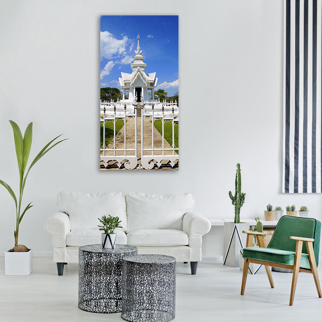 chiang rai thailand white temple Vertical Canvas Wall Art