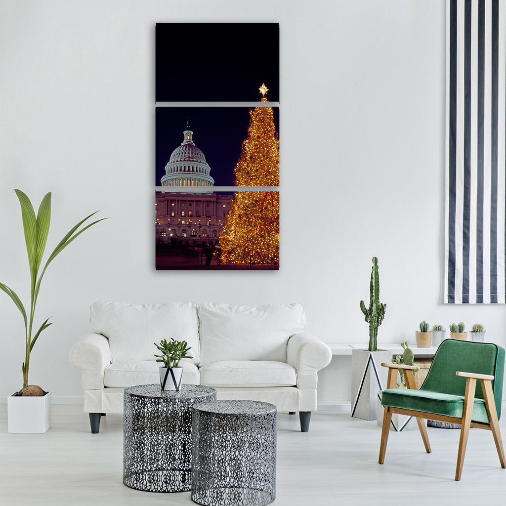 christmas tree capitol building Vertical Canvas Wall Art