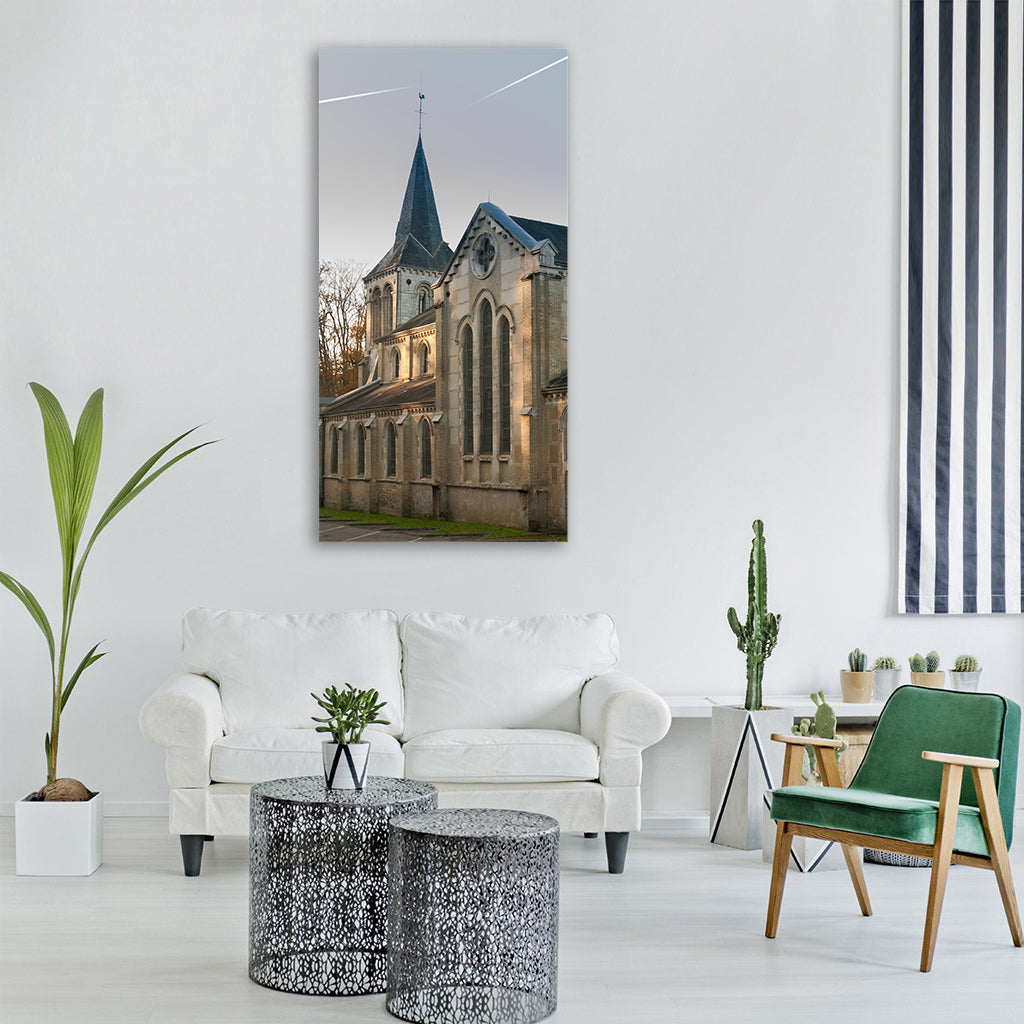church sky color fall religion Vertical Canvas Wall Art