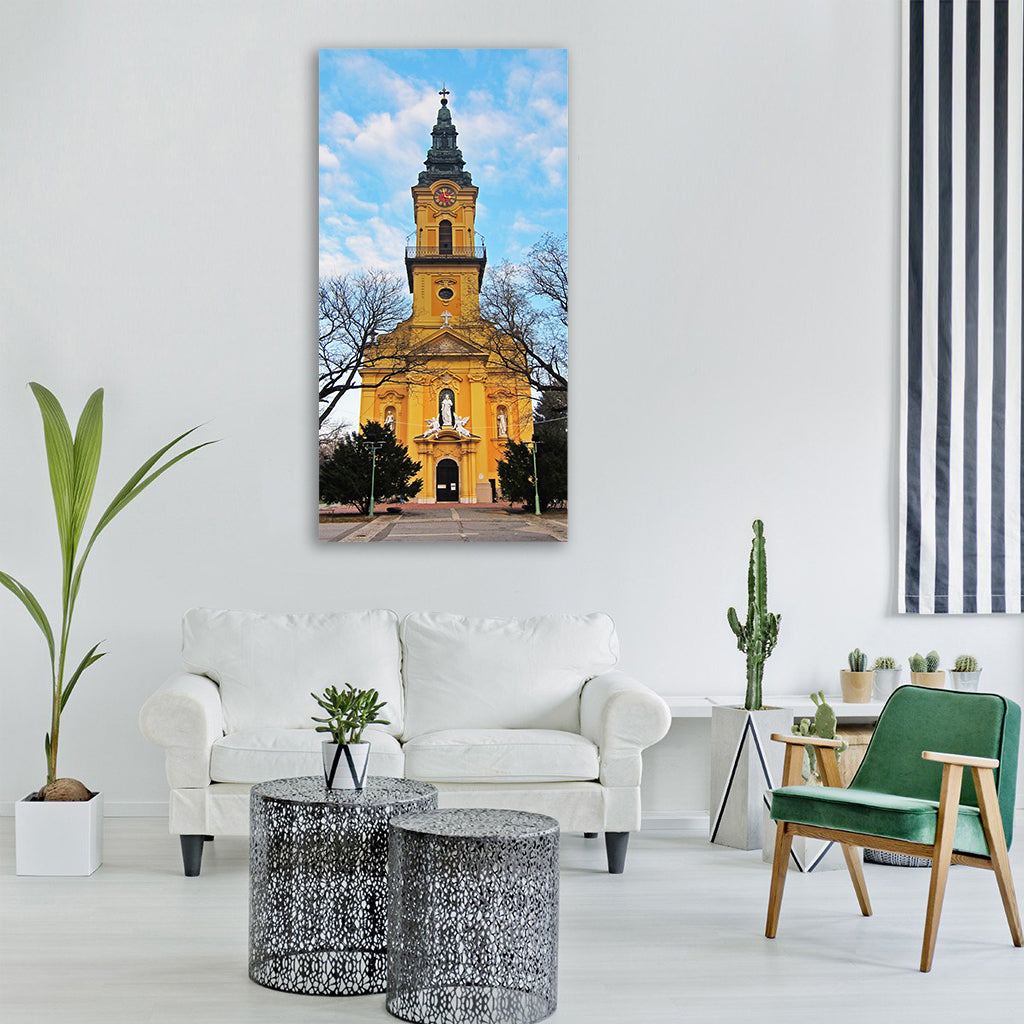 church hungary yellow fall Vertical Canvas Wall Art