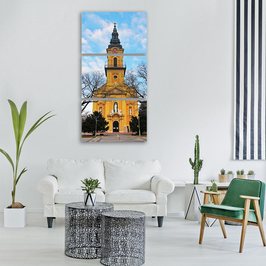 church hungary yellow fall Vertical Canvas Wall Art