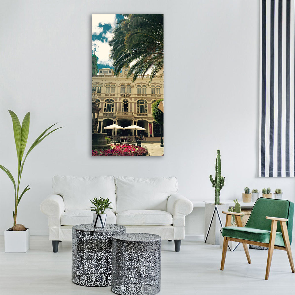 city coffe break weekend hotel Vertical Canvas Wall Art