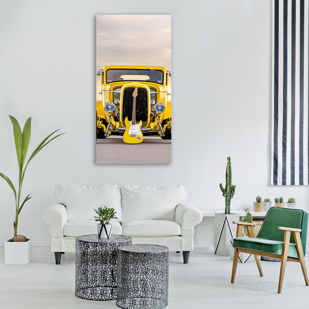 classic car electric guitar Vertical Canvas Wall Art