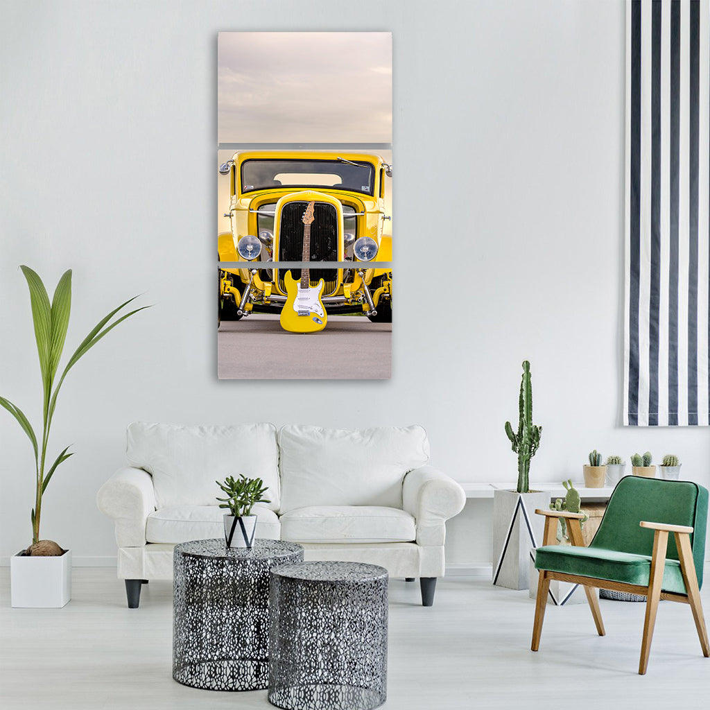 classic car electric guitar Vertical Canvas Wall Art
