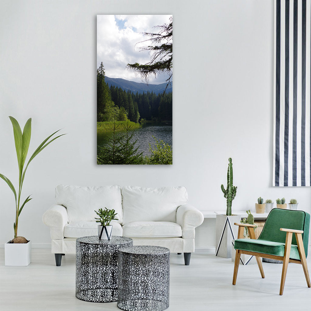 clear lake slovakia water forest Vertical Canvas Wall Art