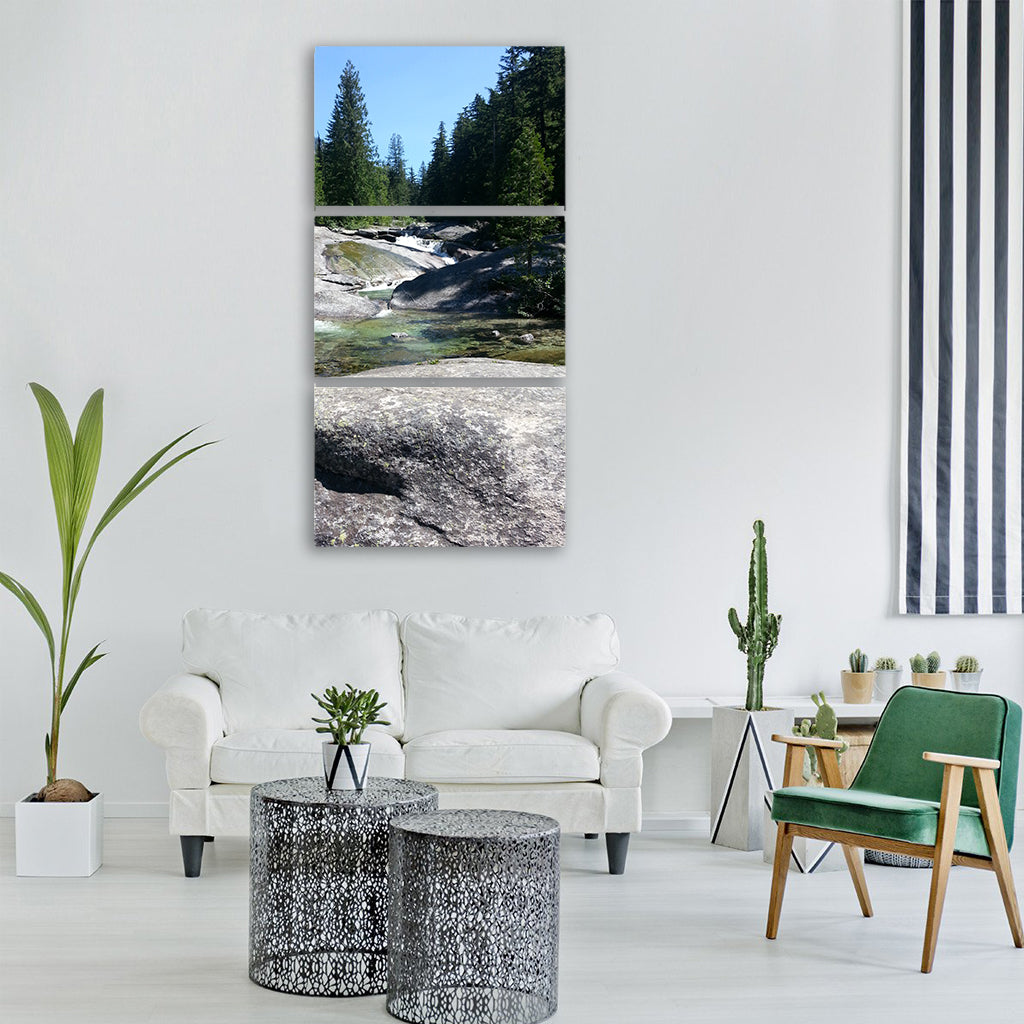 clear water creek stone spring Vertical Canvas Wall Art