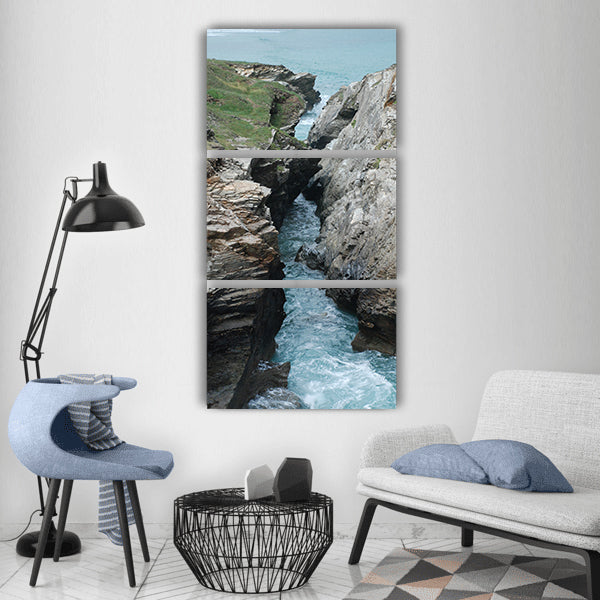 Cliff sea costa rocks Vertical Canvas Wall Art