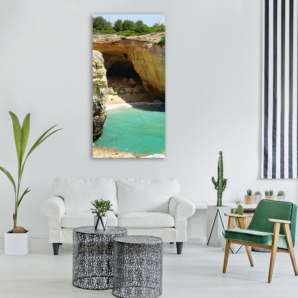 cliff beach nature vacations water Vertical Canvas Wall Art
