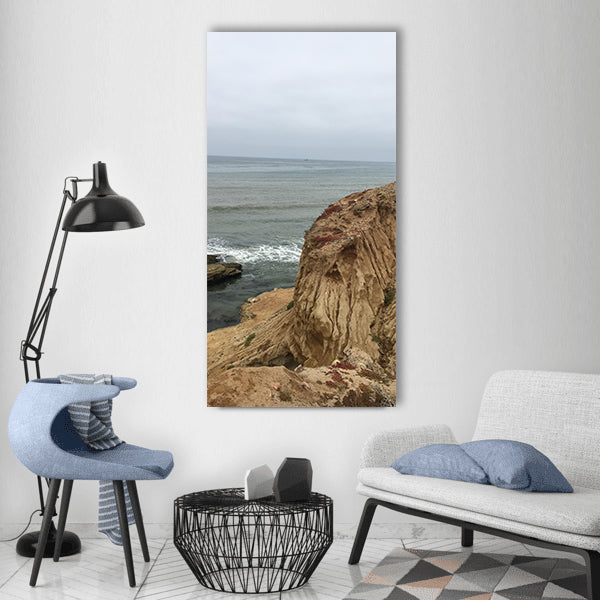 Cliffs ocean blue water sea Vertical Canvas Wall Art