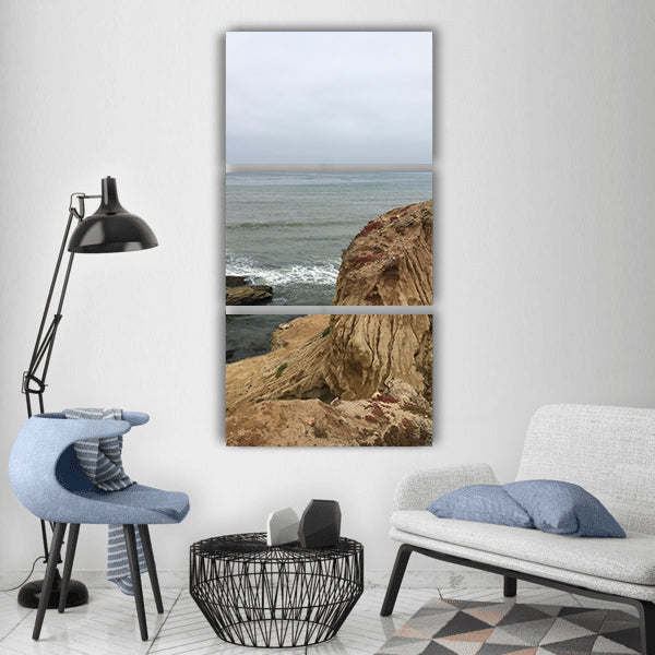 Cliffs ocean blue water sea Vertical Canvas Wall Art