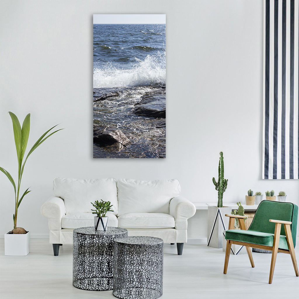 cliffs stones coastal archipelago Vertical Canvas Wall Art