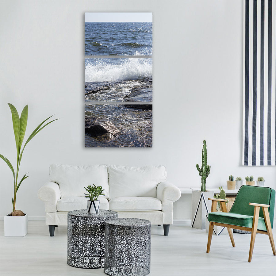 cliffs stones coastal archipelago Vertical Canvas Wall Art