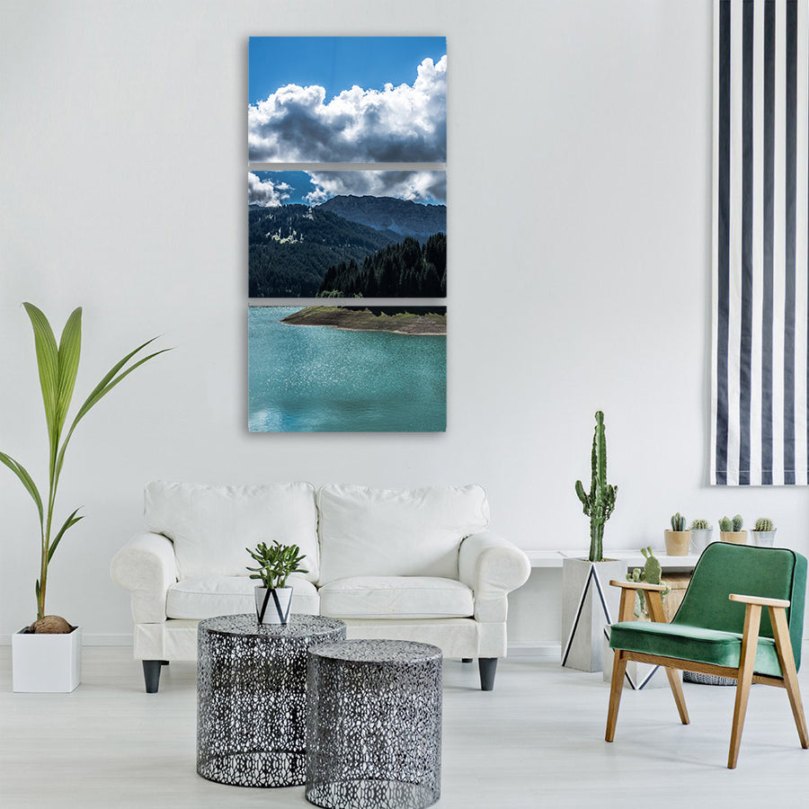 cloud sky lake river sunny summer Vertical Canvas Wall Art