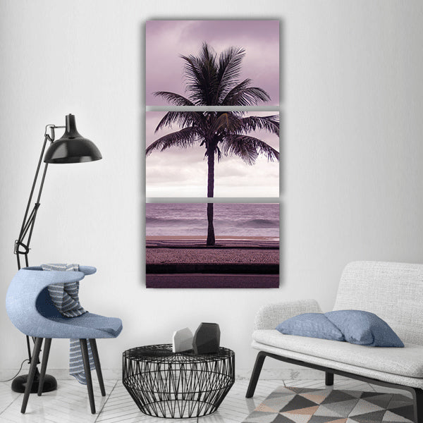 Coconut tree beach sea rio Vertical Canvas Wall Art