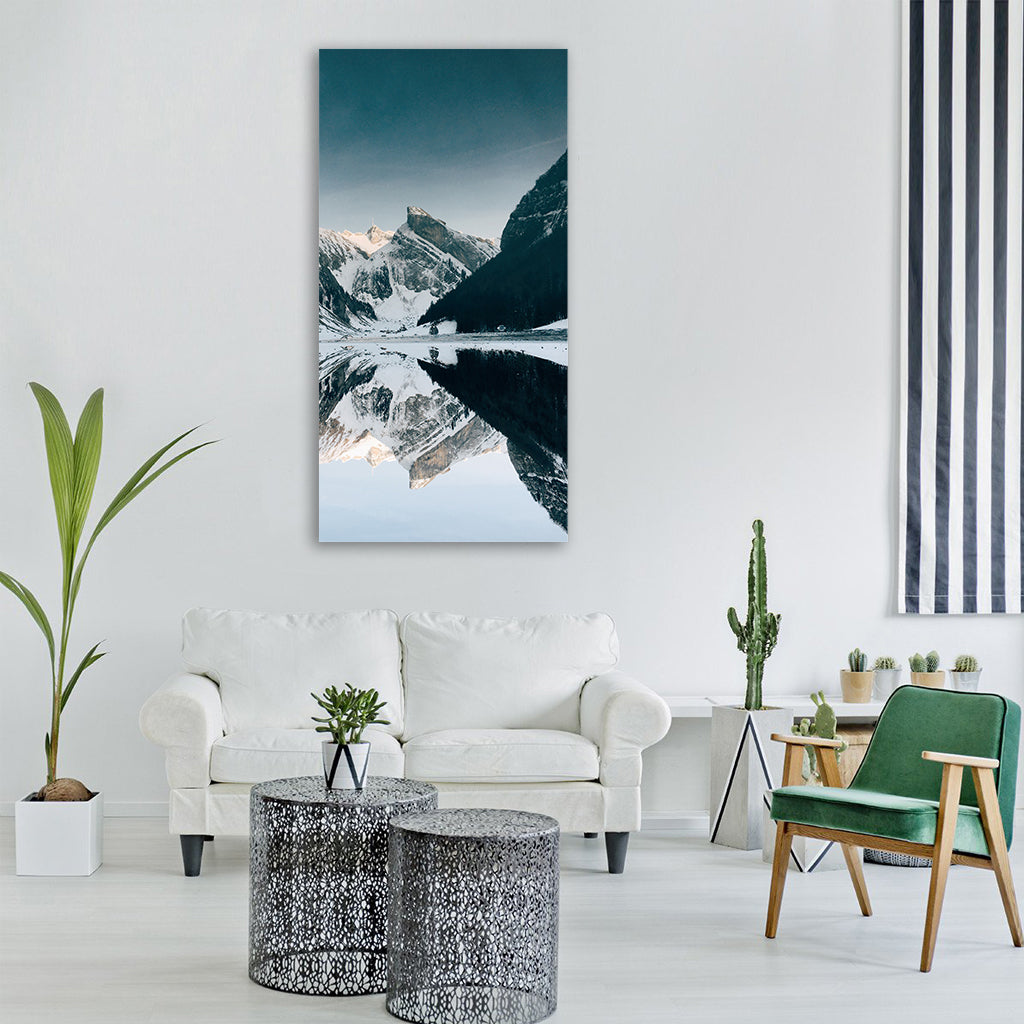 cold lake landscape mountain Vertical Canvas Wall Art