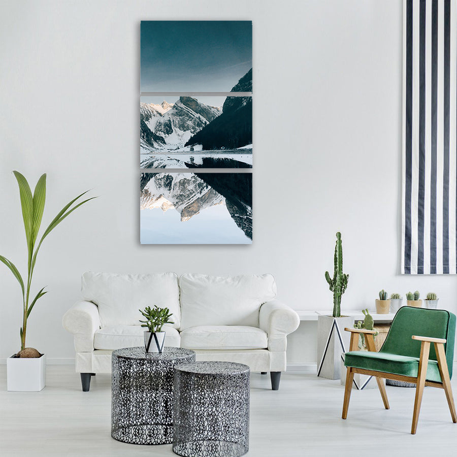 cold lake landscape mountain Vertical Canvas Wall Art