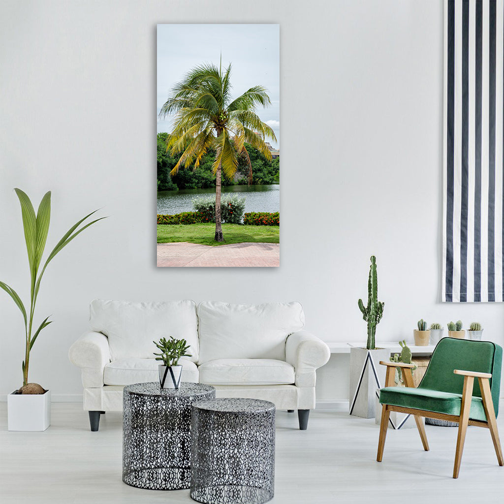 colombia caribbean cartagena palm Vertical Canvas Wall Art