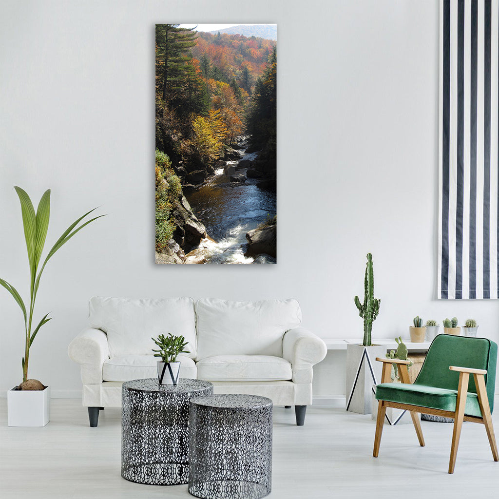 creek stream water cascades rapids Vertical Canvas Wall Art