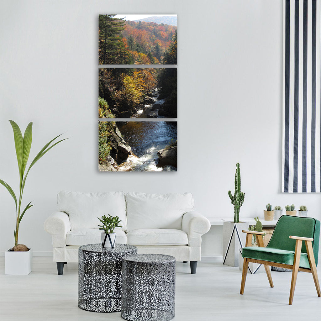 creek stream water cascades rapids Vertical Canvas Wall Art