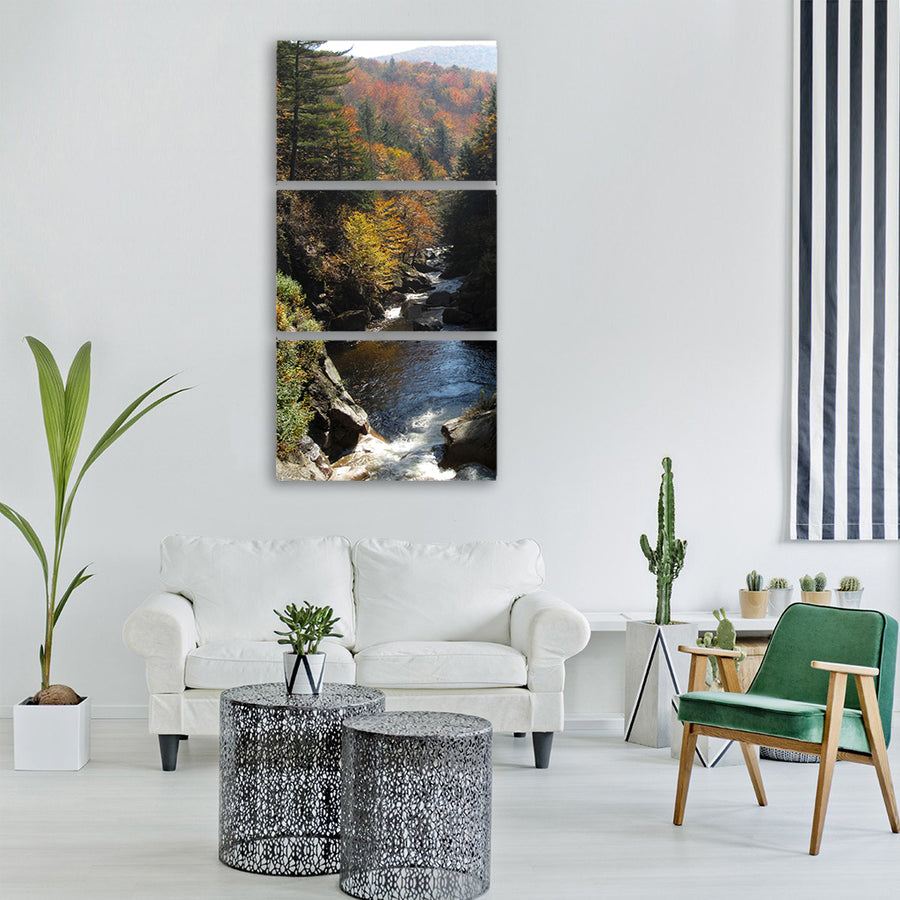 creek stream water cascades rapids Vertical Canvas Wall Art