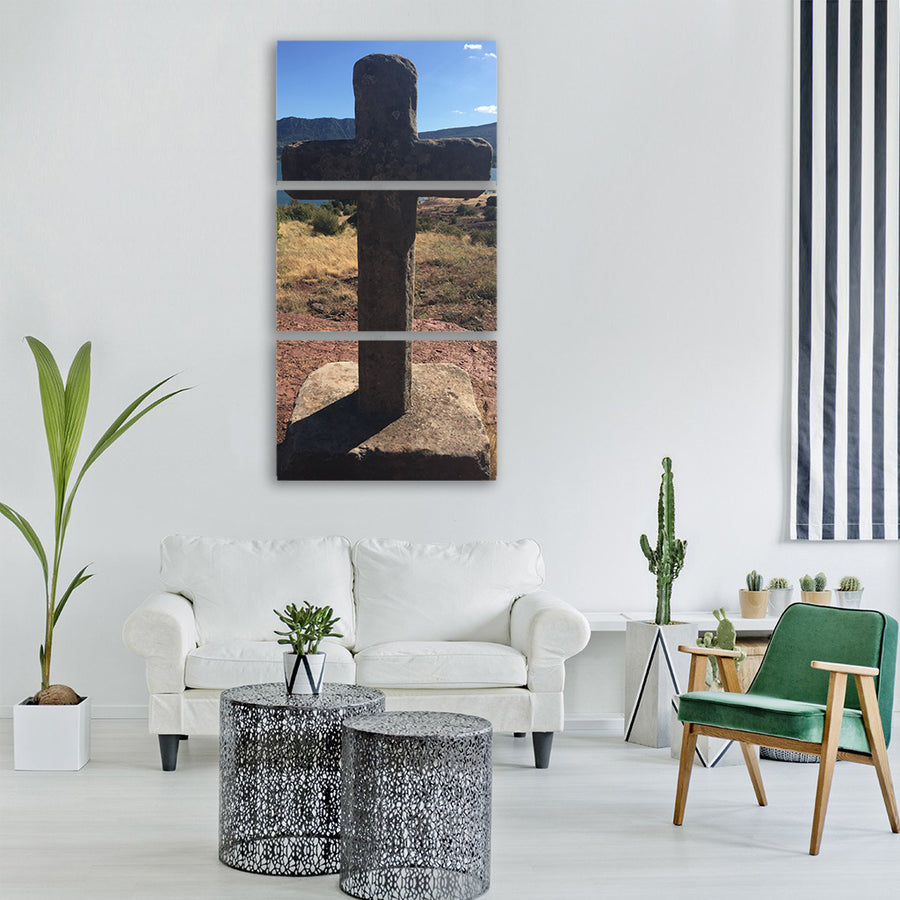cross france lake europe historic Vertical Canvas Wall Art