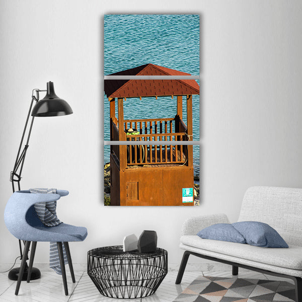 Cyprus konnos bay beach watchtower Vertical Canvas Wall Art