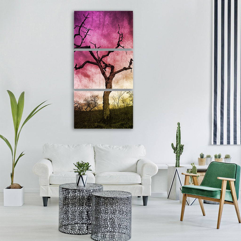 dead tree almond tree mystery Vertical Canvas Wall Art