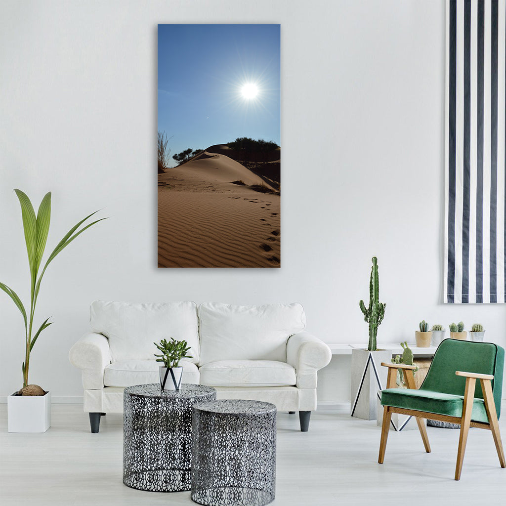 desert tracks in the sand africa Vertical Canvas Wall Art