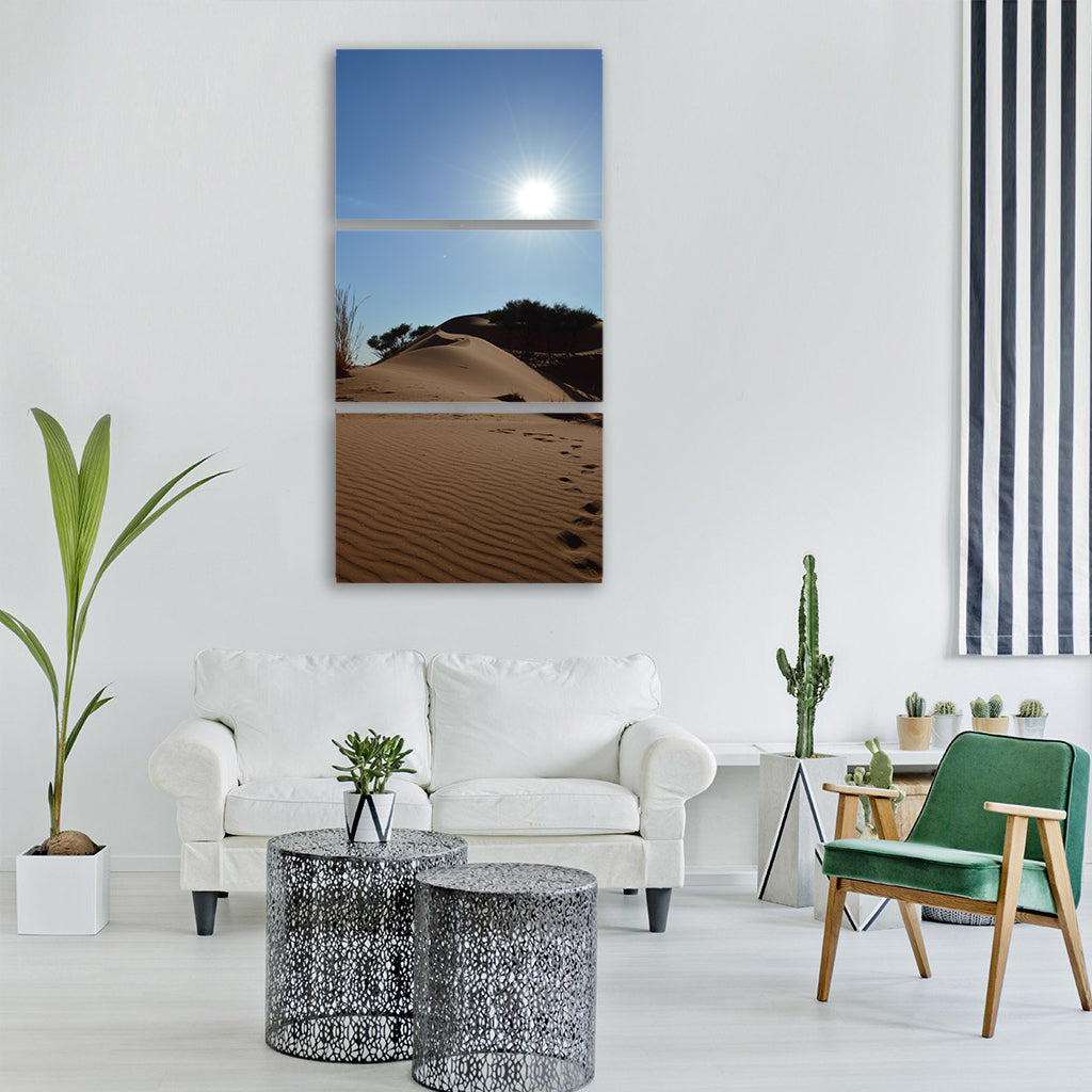 desert tracks in the sand africa Vertical Canvas Wall Art