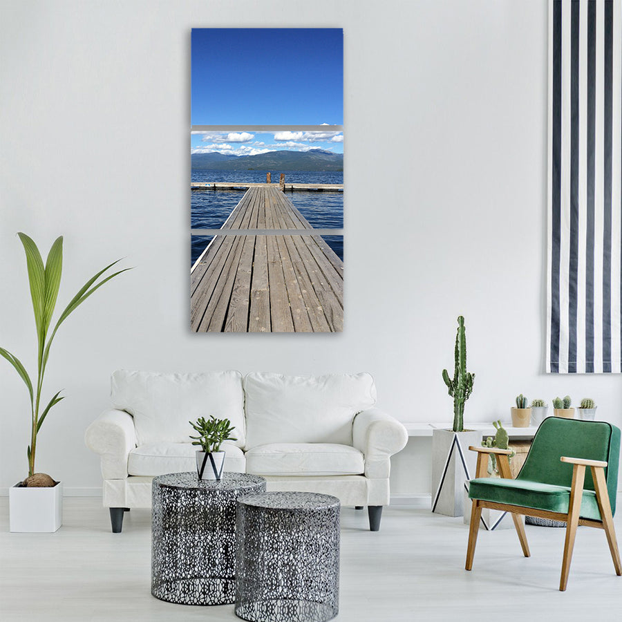 dock summer lake landscape travel Vertical Canvas Wall Art