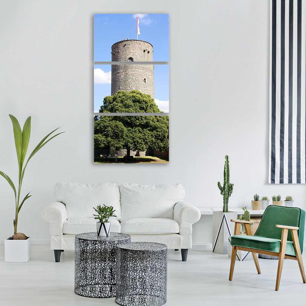 donjon tower natural stone castle Vertical Canvas Wall Art