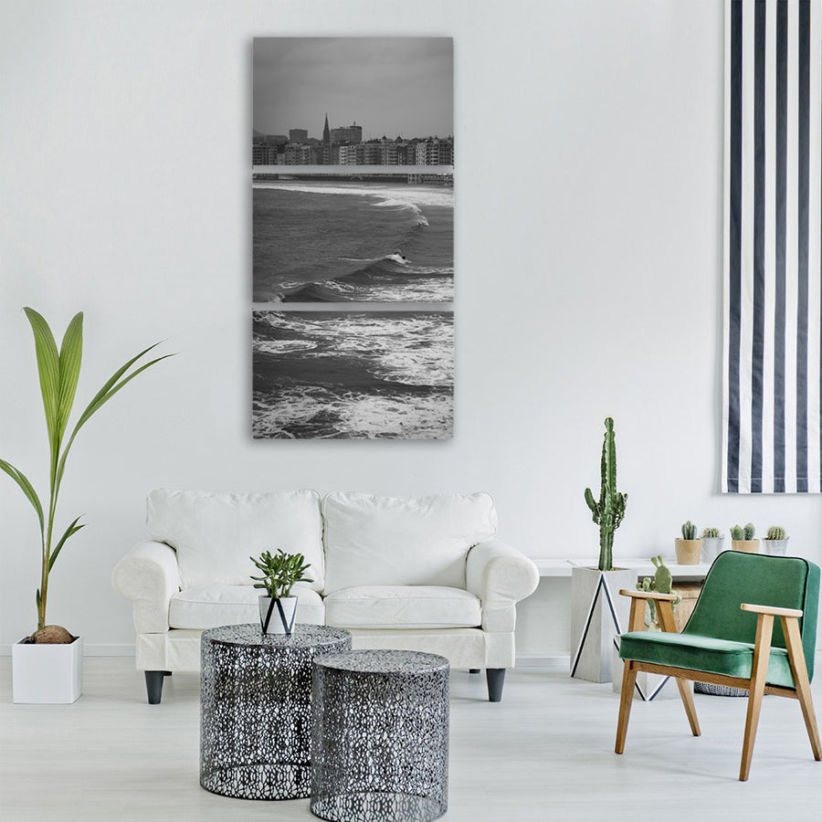 donostia san sebastian beach sea Vertical Canvas Wall Art