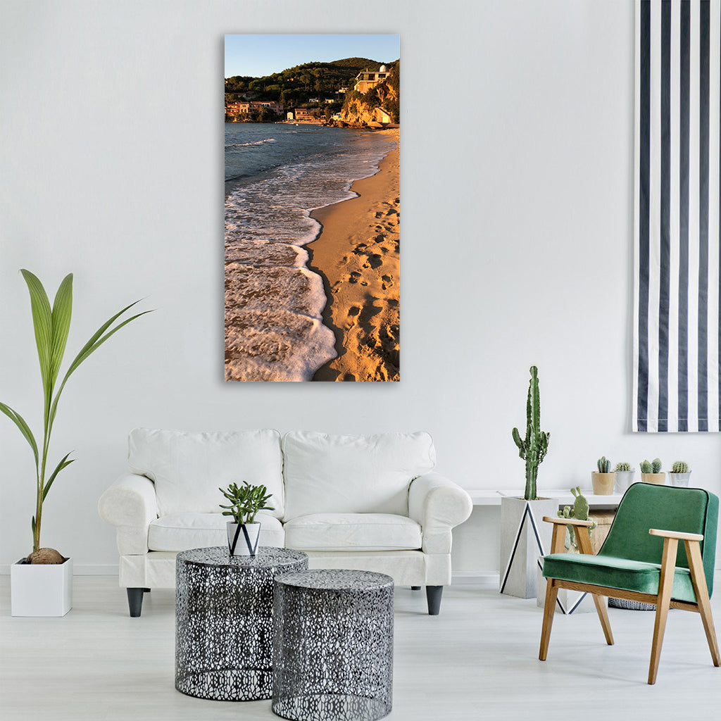 elba island sunset bay italy sea Vertical Canvas Wall Art